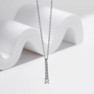 Moissanite Graduated Bar Pendant Necklace