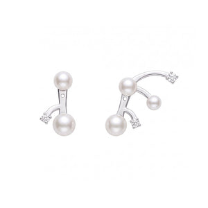 Asymmetric Pearl Crystal Ear Jacket Earrings