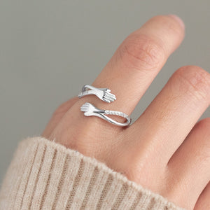 Hugging Hands Hollow Open Adjustable Ring