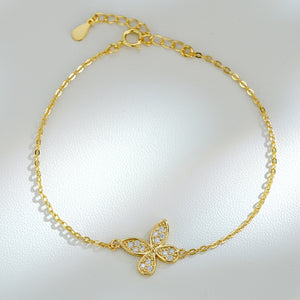 Minimalist Moissanite Butterfly Chain Bracelet