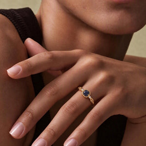 Vintage Blue Sandstone CZ Filigree Band Ring