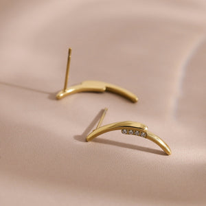 Minimalist Moon Curved Arc Bar Stud Earrings