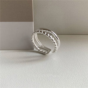 Double Layer Beaded Adjustable Open Ring