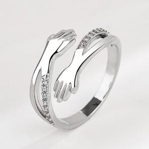 Hugging Hands Hollow Open Adjustable Ring