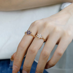 Color Marquise CZ Snowflake Floral Band Ring
