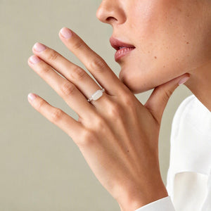 White Jade Hollow Band Stacking Open Ring