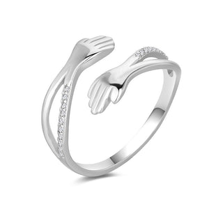 Hugging Hands Hollow Open Adjustable Ring