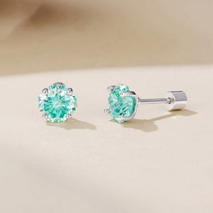 Fresh Mint Green Pastel Four-prong CZ Earrings
