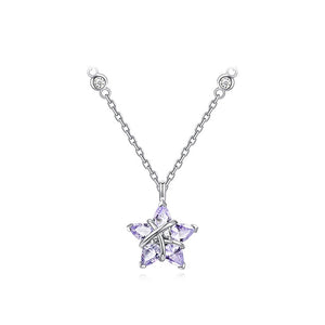 Celestial Star CZ Wrap Wire Pendant Necklace