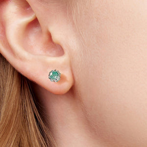 Fresh Mint Green Pastel Four-prong CZ Earrings