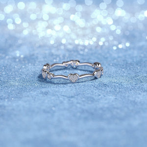 Tiny Moissanite Heart Cluster Wavy Band Ring