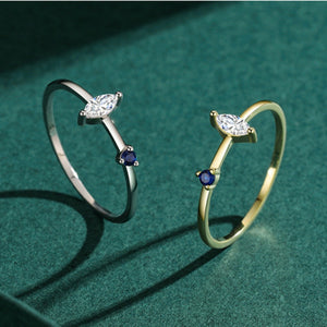 Marquise Clear Blue CZ Stackable Band Ring