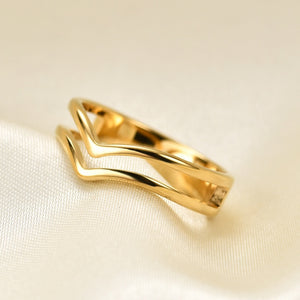 Minimalist Double V Shape Hollow Band Ring