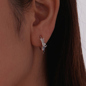 Pet Cat Chasing Butterfly Huggie Hoop Earrings