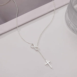 Classic Infinity Cross Charm Lariat Y Necklace