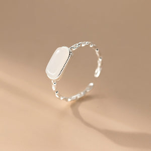 White Jade Hollow Band Stacking Open Ring