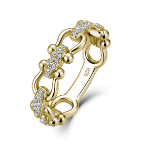 Pave Moissanite Equestrian Chain Stacking Ring