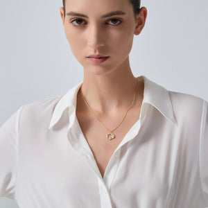 Opal Tulip Flower Circle Charm Necklace