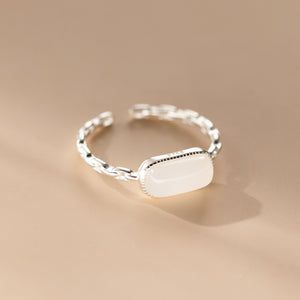 White Jade Hollow Band Stacking Open Ring