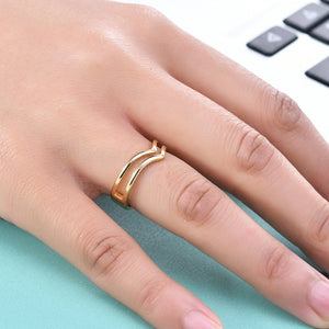 Minimalist Double V Shape Hollow Band Ring