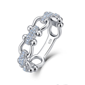 Pave Moissanite Equestrian Chain Stacking Ring