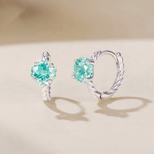 Fresh Mint Green Pastel Four-prong CZ Earrings