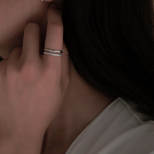 Double Layer Beaded Adjustable Open Ring