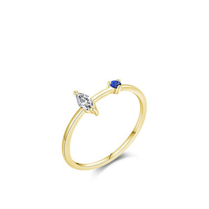 Marquise Clear Blue CZ Stackable Band Ring