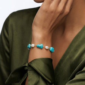Natural Turquoise Baroque Pearl Bead Bracelet