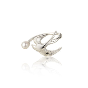 Elegant Flying Bird Pearl Stackable Open Ring