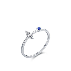 Marquise Clear Blue CZ Stackable Band Ring