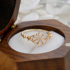 Color Marquise CZ Snowflake Floral Band Ring