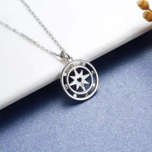Tiny Blue Heart CZ Compass Charm Necklace
