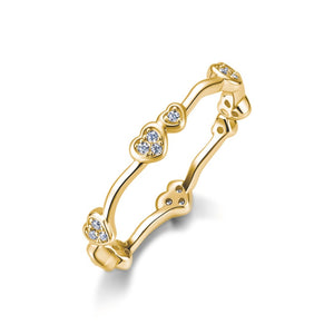 Tiny Moissanite Heart Cluster Wavy Band Ring