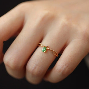 Green Pear Cut Split Shank Stacking Tiara Ring