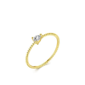 Teardrop CZ Beaded Stacking Thin Band Ring