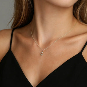 Anchor Wrap Rope Pave CZ Pendant Necklace