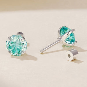 Fresh Mint Green Pastel Four-prong CZ Earrings