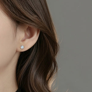 Dainty Rose Cut Faceted Floral Stud Earrings