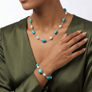 Natural Turquoise Baroque Pearl Bead Bracelet