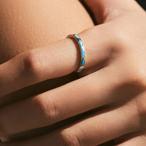 Marquise Turquoise Eternity Stacker Band Ring