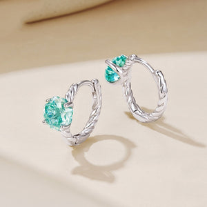 Fresh Mint Green Pastel Four-prong CZ Earrings