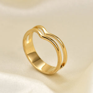 Minimalist Double V Shape Hollow Band Ring