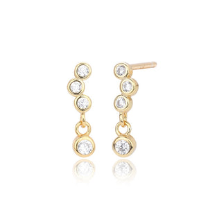 Graduated Bezel CZ Linear Drop Stud Earrings