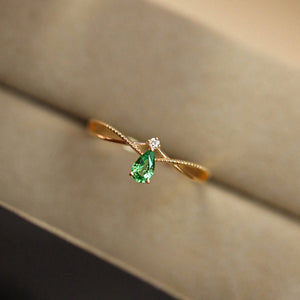 Green Pear Cut Split Shank Stacking Tiara Ring