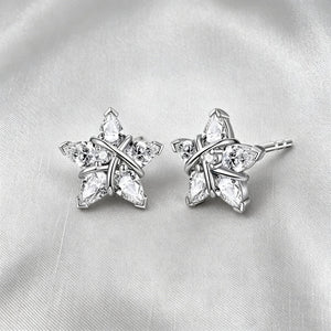 Dainty Clear Star CZ Wrap Wire Stud Earrings