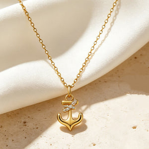 Anchor Wrap Rope Pave CZ Pendant Necklace