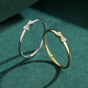 Dainty Bowknot Pave CZ Stackable Band Ring