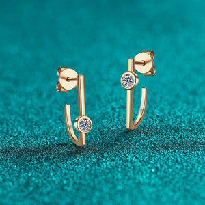 Geometric Bezel Moissanite J Hoop Earrings