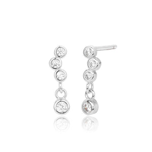 Graduated Bezel CZ Linear Drop Stud Earrings